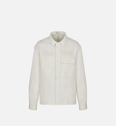 Overshirt with 'DIOR 1947' Embroidery White Cotton Denim